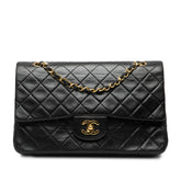 シャネル マトラッセ25 ココマーク ダブルフラップ チェーン ショルダーバッグ ブラック ラムスキン レディース CHANEL 【中古】